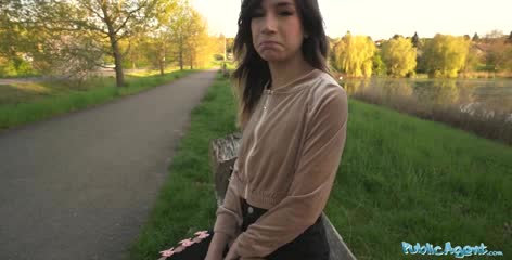 Hot skinny Megan Love gives me a blowjob and offers me to fuck her pussy in a nice outdoor sex for some cash