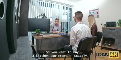 Teen wife fucked in office while husband watches